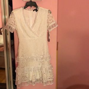 French Connection White Ruffle Dress